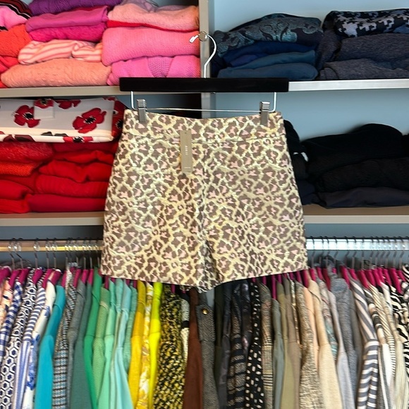J Crew gold/brown/pink cheetah print shorts size 2 NWT - Picture 1 of 3